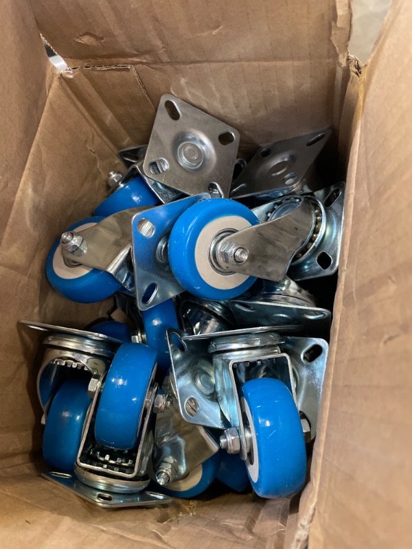Photo 1 of FactorDuty 24 Pack Caster Swivel Plate On Blue Polyurethane Wheels (2" no brake)