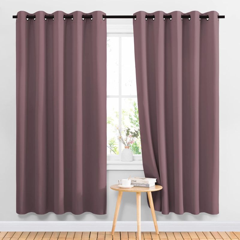 Photo 1 of NICETOWN Blackout Curtains Panels for Bedroom - Grommet Room Darkening Noise Reducing Thermal Insulated Solid Privacy Window Treatments for Living Room (2 Panels, W66 x L72, Dry Rose)
