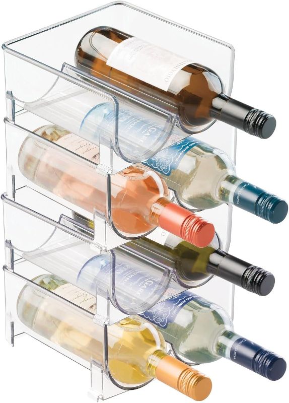 Photo 1 of mDesign Stackable Plastic 2 Bottle Refrigerator Wine Rack - Kitchen Storage Organizer Holder for Storing Champagne, Wine, and Water Bottles - Stacking Wine...
