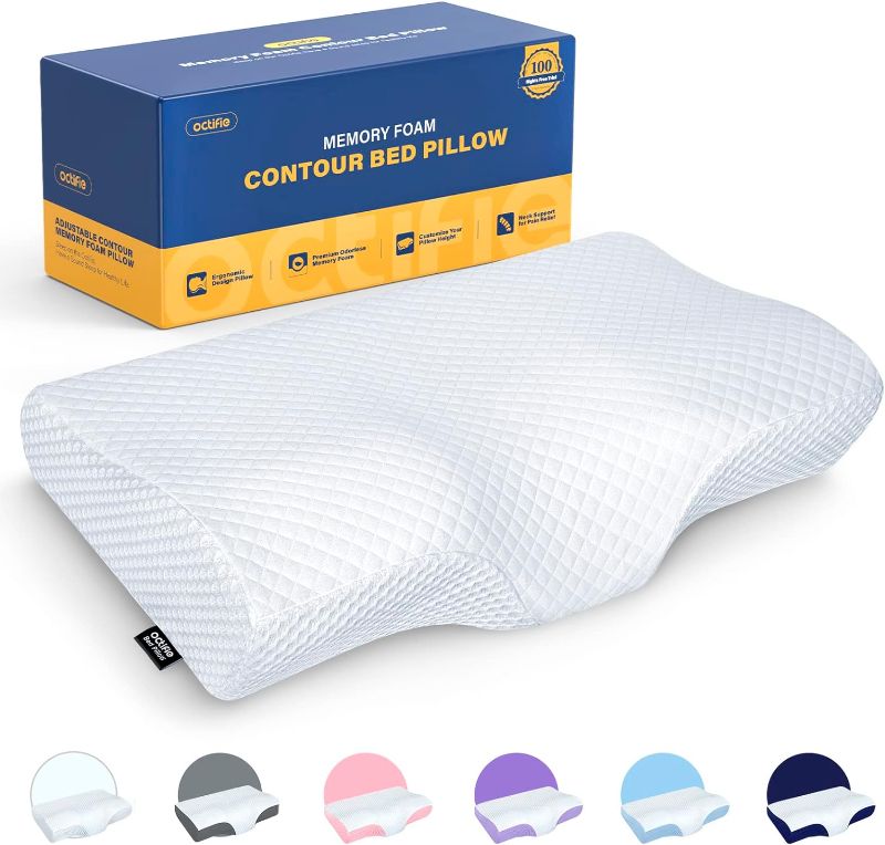 Photo 1 of Adjustable Cervical Pillow for Neck and Shoulder Pain Relief, 5x Support Memory Foam Pillows for Sleeping, Orthopedic Contour Traction Pillow Odorless, Bed Pillow for Side Back Stomach Sleeper
