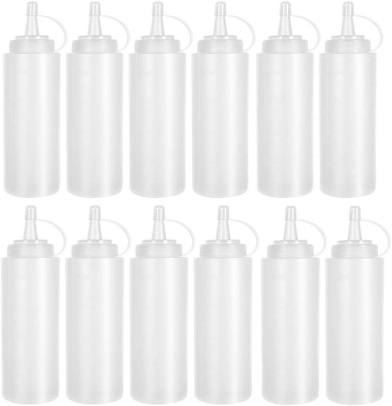Photo 1 of Anyumocz 12 Pack 8 oz Plastic Squeeze Bottles Multipurpose Squirt Bottles for Ketchup,Condiments,BBQ Sauce,Dressing,Barbecue,Grilling,Crafts,Syrup and More
