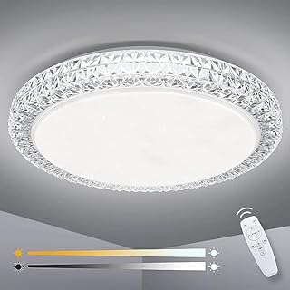 Photo 1 of OOWOLF LED Ceiling Light, 40W 15.4 Inch Dimmable Ceiling Light Brightness Adjustable LED Fixture Lamp Modern Ceiling Lamp Close to Ceiling Lights for Bedroom Kitchen Living Room Lighting, 3000-6000K
