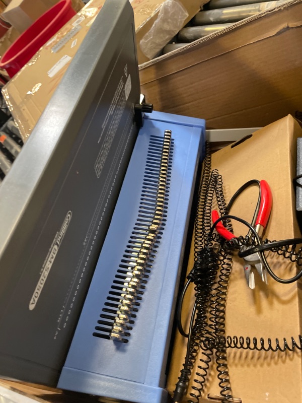 Photo 1 of TIANSE Spiral Coil Binding Machine, Manual Book Maker Punch Binder with Electric Coil Inserter, Disengaging pins, Adjustable Side Margin, Comes with 100pcs 5/16'' Plastic Coil Bind Spines & Plier