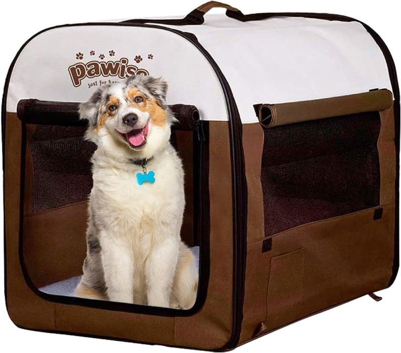 Photo 1 of PAWISE Foldable Soft Dog Crate Pet Kennel Houses, Portable Crates for Medium Dogs, Lightweight Travel Crate Kennel Indoor & Outdoor, 31"x22"...
