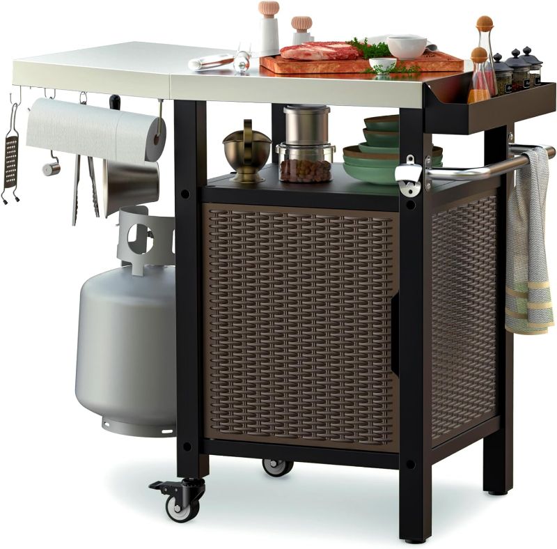 Photo 1 of Rolling Kitchen Island and BBQ Serving Cart