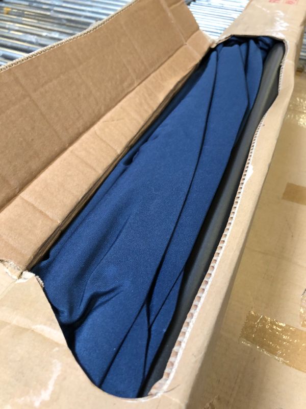 Photo 1 of 11 ft. Aluminum Market Push Button Tilt Patio Umbrella with Fiberglass Rib Tips in Navy Blue Solution Dyed Polyester
