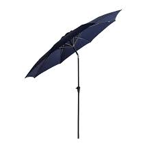 Photo 1 of 11 ft. Aluminum Market Push Button Tilt Patio Umbrella with Fiberglass Rib Tips in Navy Blue Solution Dyed Polyester
