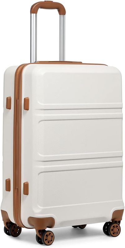 Photo 1 of Kono 20'' Carry on Luggage Lightweight with Spinner Wheel TSA Lock Hardside Luggage Airline Approved Carry on Suitcase Cream White
