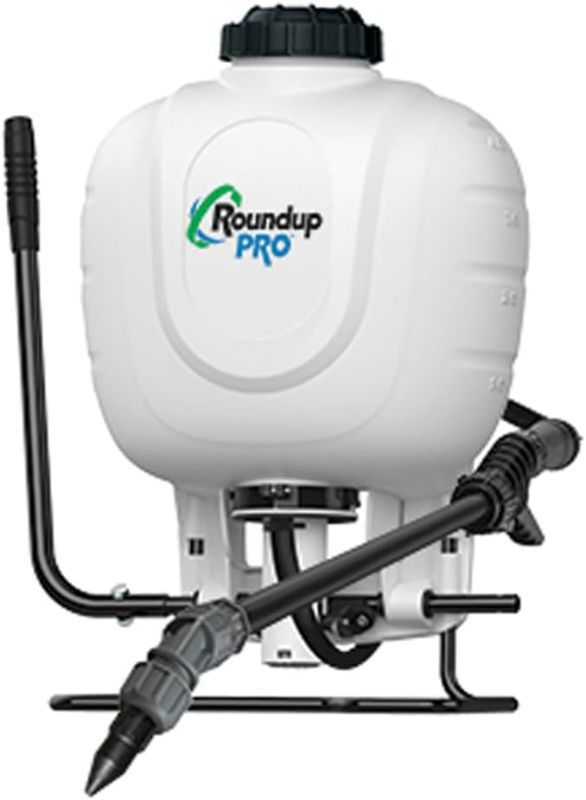 Photo 1 of Roundup 190314 Backpack Sprayer for Fertilizers, Herbicides, Weed Killers & Insecticides, 4 Gallon , White
