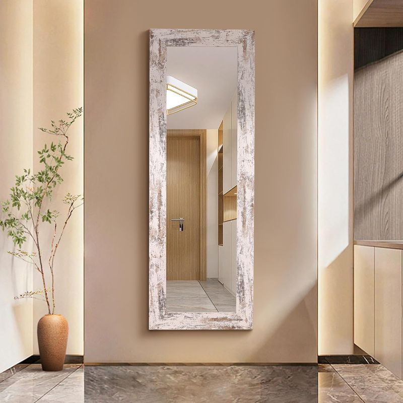 Photo 1 of Full Length Wall Mirror Full Body Mirror 24 x 65" Length Mirror Wall Mounted Reflect Frame Large Floor Length Mirror,Over The Door Long Mirror for Bathroom,Bedroom,Living/Dressing Room,Gym Workout Clear 65"L x 24"W