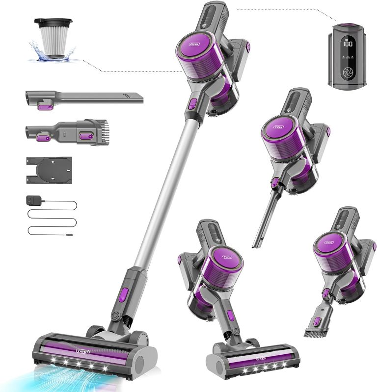 Photo 1 of Cordless Vacuum Cleaner for Home | 400W Powerful Stick Vacuum | Long Runtime Detachable Battery | LED Display | Deep Clean for Hard Floor Carpet
