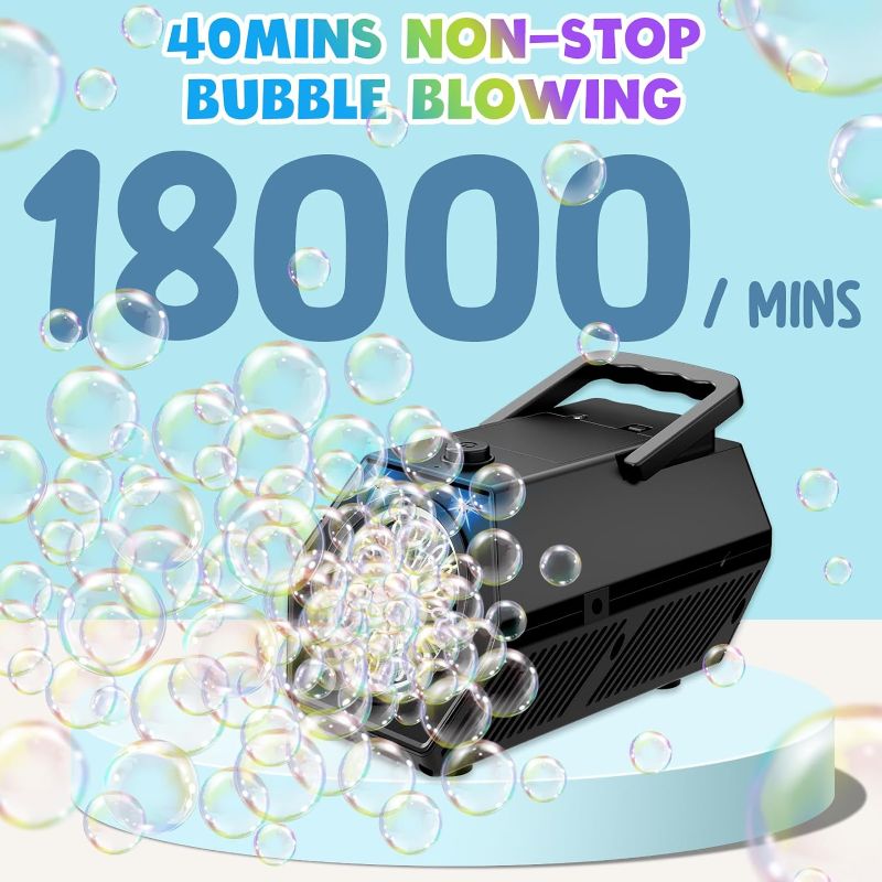 Photo 1 of Bubble Machine Automatic Bubble Blower for Kids, 18000+ Big Bubbles Per Minute, for Indoor Outdoor Birthday, Wedding, Parties, Age 3 4 5 6 7 8 Gifts,Black
