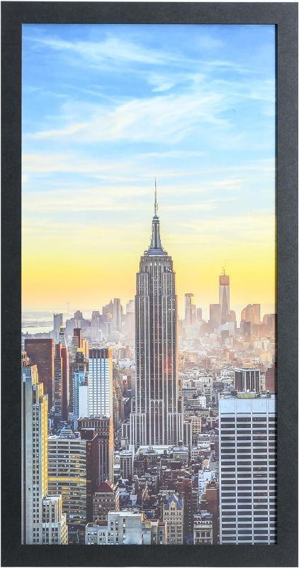 Photo 1 of Frame Amo Black 12x24 Picture or Poster Frame, 1 inch Wide Border, Smooth Finish, Acrylic Front
