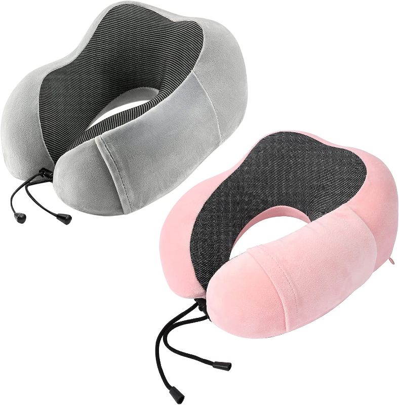Photo 1 of urnexttour Neck Pillow Airplane-2 Pack Memory Foam Travel Pillow, Soft & Support Travel Neck Pillow for Travelling, Sleeping Rest, Car, Train and Home...
