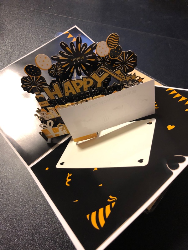 Photo 1 of 2pc orange and black happy birthday cards