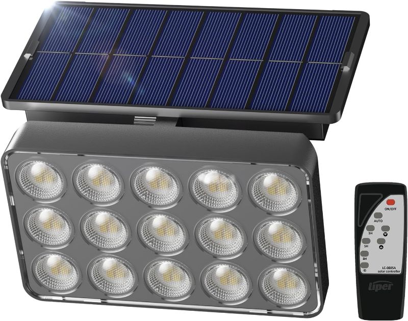 Photo 1 of Liper Solar Wall Light 6500K Solarcharge Flood Light 2200mAh LFP Battery Energy-Saving Floodlights Eco-Friendly Outdoor Spotlight Waterproof Spotlight Lamp Timing Control Mode
