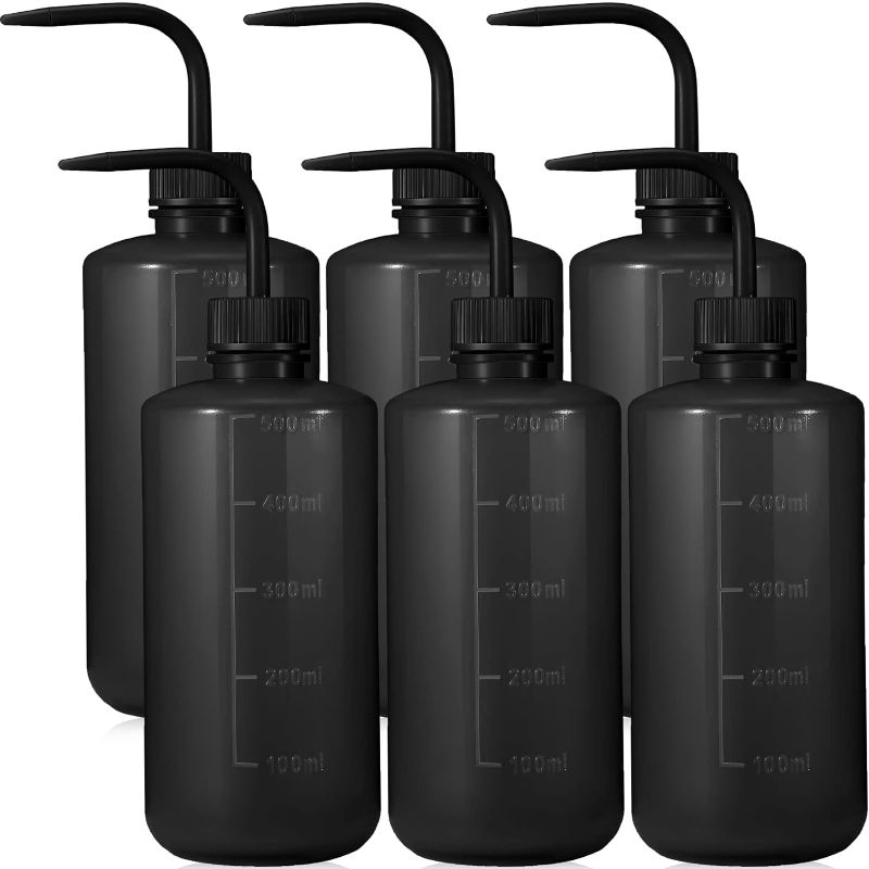 Photo 1 of Epakh 6 Pcs 500 ml Tattoo Wash Bottle Water Squirt Bottle Lab Squeeze Bottles Lash Water Bottle Squeezer Safety Rinse Bottle for Eyelash Extensions, Tattoo Supplies, Cleaning, Succulent (Black)
