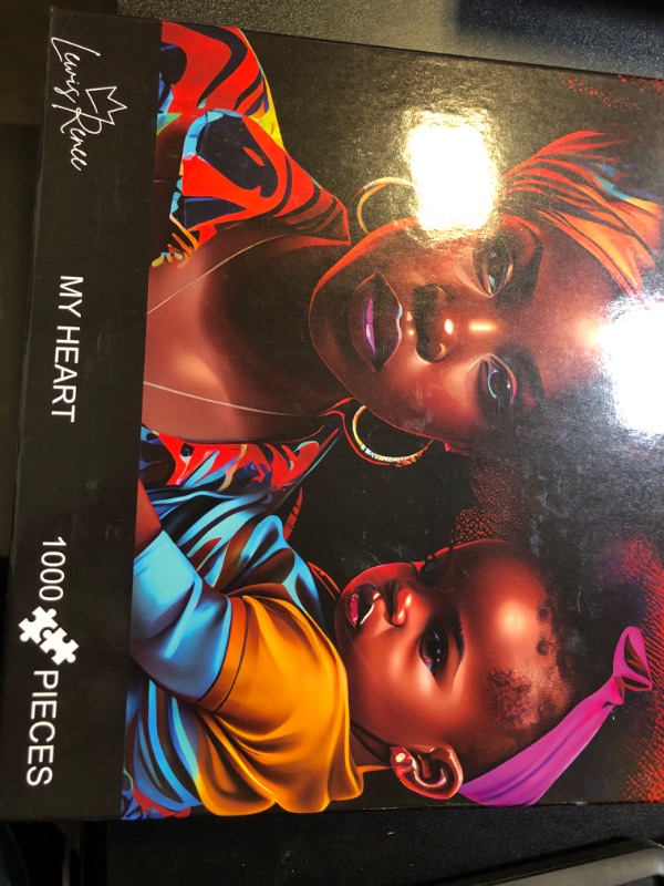 Photo 2 of Black Mom & Daughter Puzzle: 1000 Piece Heartwarming African American Jigsaw by LewisRenee, Cherish Family Bonding with Relaxing & Engaging Activity for African American Puzzles for Adults (My Heart)