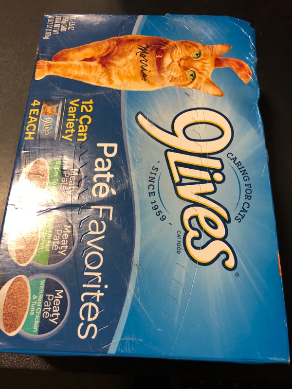 Photo 2 of Exp 12/25 9Lives Variety Pack Favorites Wet Cat Food, 5.5 Ounce Cans Meaty Pate Favorites 5.5 Ounce (Pack of 12)