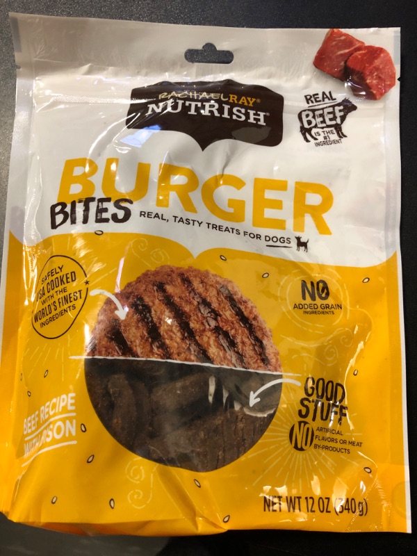 Photo 2 of Exp 4/25 Rachael Ray Nutrish Burger Bites Dog Treats Beef Burger with Bison Recipe 12oz