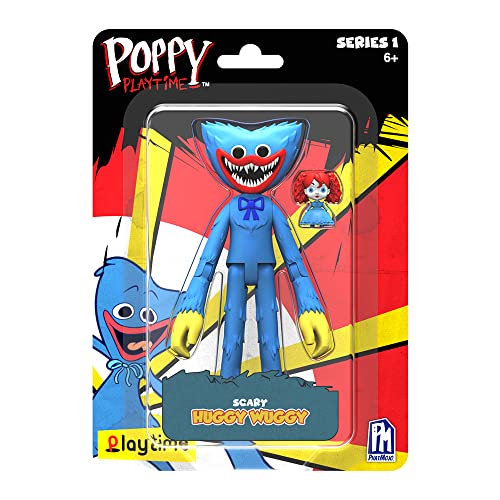 Photo 1 of Poppy Playtime Scary Huggy Wuggy Action Figure (5'' Posable Figure, Series 1) [Officially Licensed], Blue