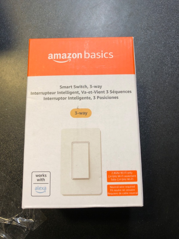 Photo 2 of Amazon Basics 3-Way Smart Switch, Neutral Wire Required, 2.4 Ghz WiFi, Works with Alexa Standalone 3-Way Switch