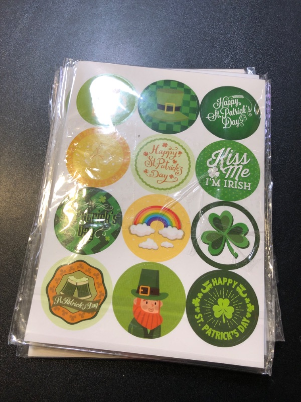 Photo 2 of 4 packs 16 Sheets St.Patricks Day Stickers, 192 Pcs Shamrock Clover Stickers, Irish Parade Day Decoration Stickers for Face Body Water Bottles Laptops Envelopes Scrapbooking