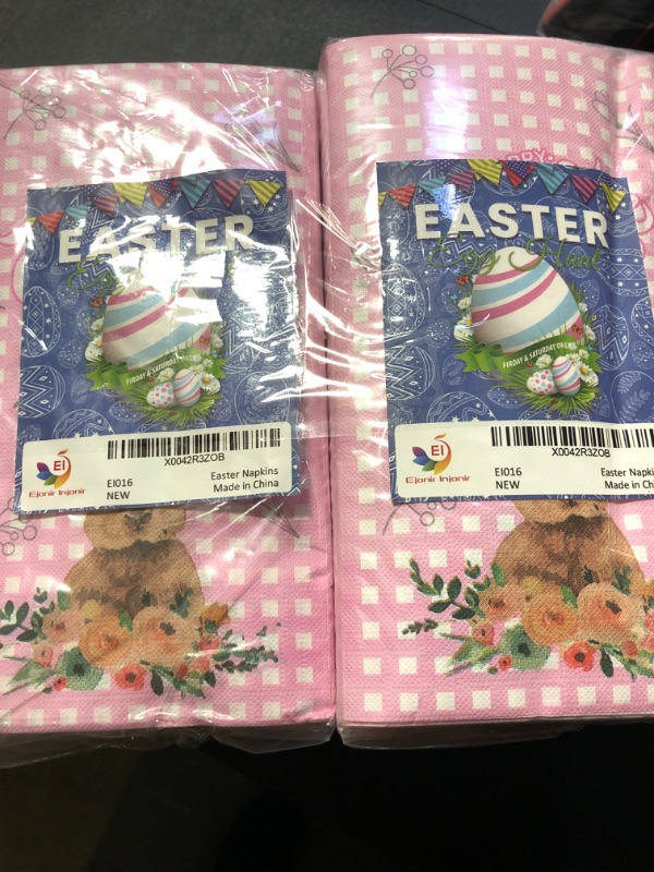 Photo 1 of 2 packs AnyDesign 80 Pack Easter Guest Napkins Pink Plaid Bunny Rabbit Ear Disposable Napkins Spring Decorative Hand Paper Napkin Towel for Bathroom Wedding Birthday Baby Shower Party Supply, 13 x 15.7 Inch
