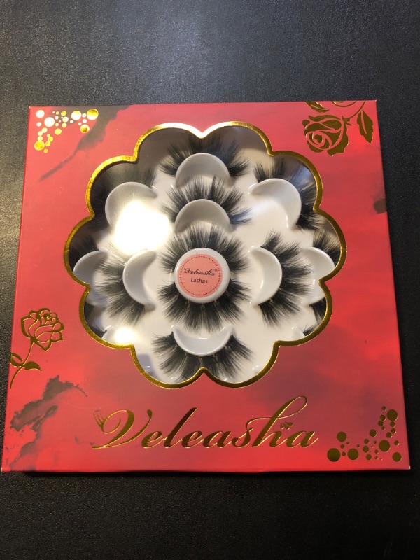 Photo 1 of Veleasha Lash Clusters Fluffy & Volume Strip Lashes 5D Faux Mink Lashes 7 Pairs False Eyelashes 100% Cruelty-free Handmade DIY Individual Lashes Pack (SK06) 7P-SK06