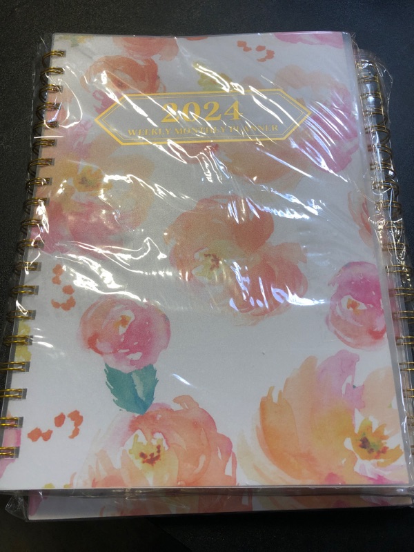 Photo 2 of 3pc Ymumuda Planner 2024, 12-Month Planner from JAN.2024 to DEC.2024, 7" X 10", Weekly Monthly Planner 2024 with Waterproof Cover, Sticky Index Tabs, Large Writing Blocks, Floral 07