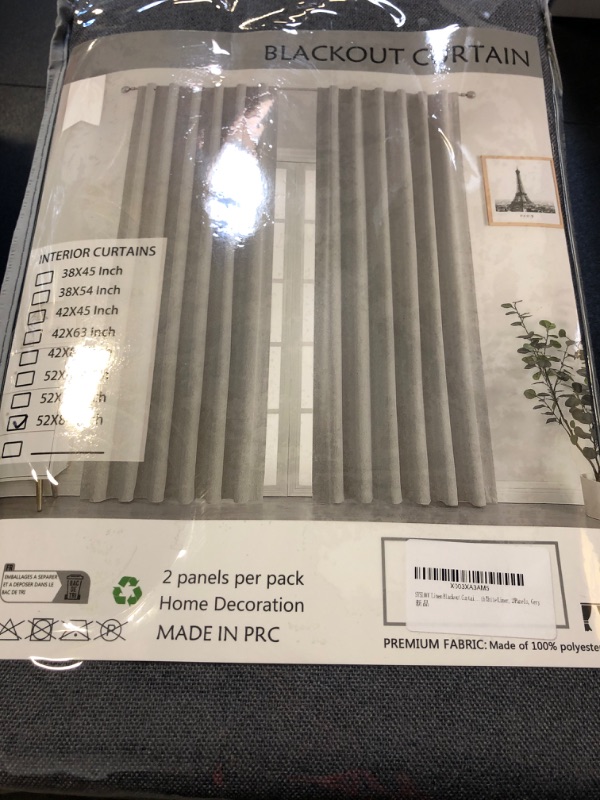 Photo 2 of Joydeco Linen Curtains 84 inch Length 2 Panels Set Burg 100% Blackout Long Drapes for Bedroom Living Room Black Out Darkening Curtain Thermal Insulated Back tab Rod Pocket(52x84 inch,Light Grey) 52W x 84L inch x 2 Panels Light Grey