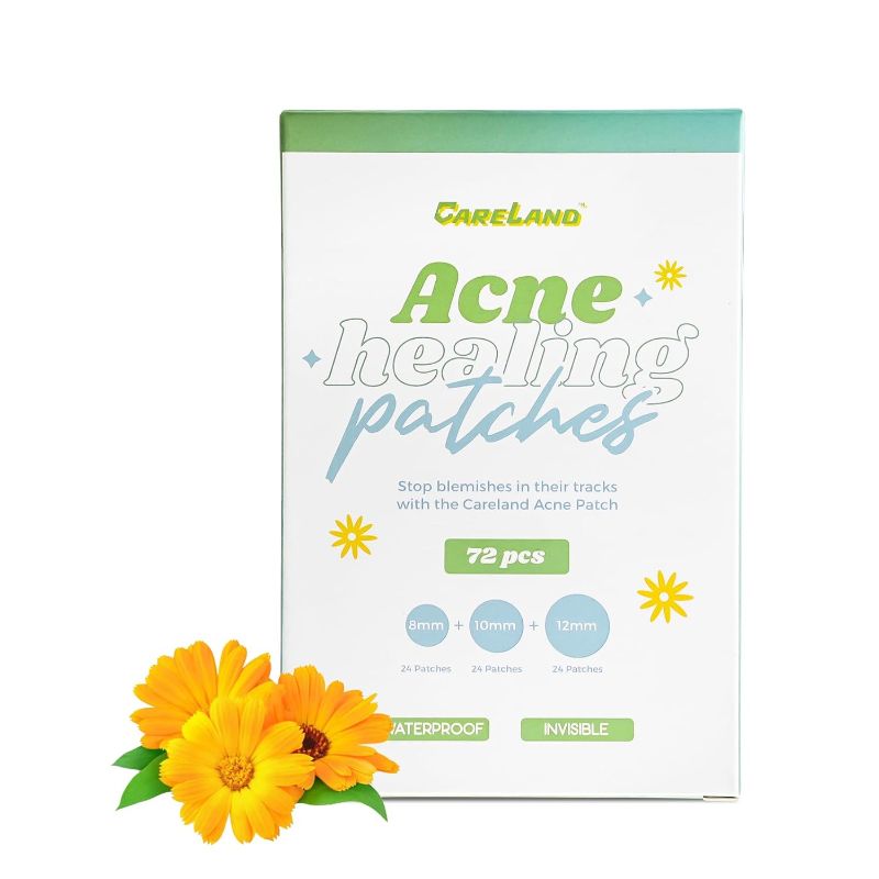 Photo 1 of 2pc CARELAND Pimple Patches - Face Hydrocolloid Acne Patches - Invisible Zit Stickers to Cover Blemish Spots & Absorb Breakouts - Calendula Facial Skin Care Product, 3 Sizes (72 Pcs)
