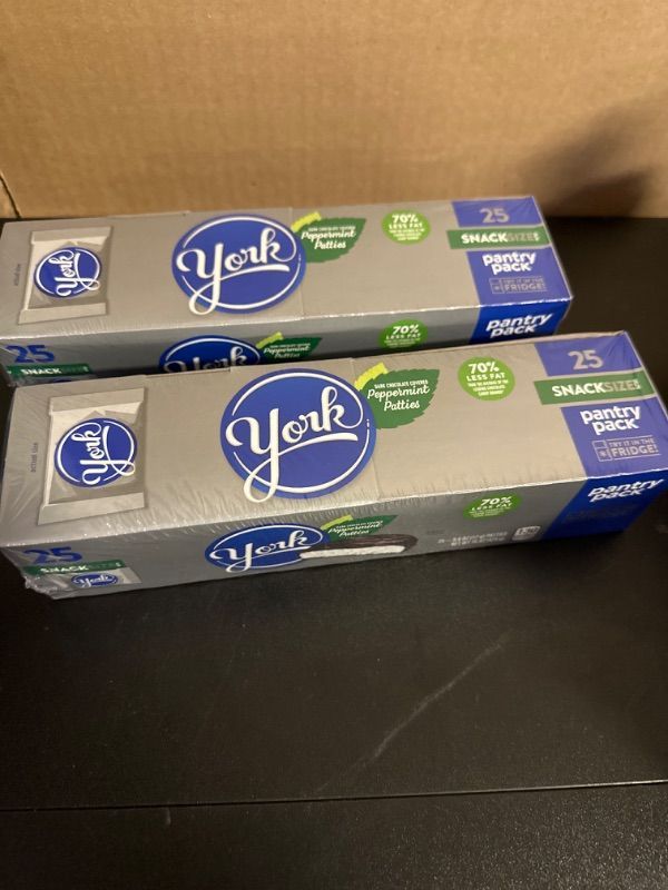 Photo 1 of exp date 07/2024--2pack YORK Dark Chocolate Snack Size Peppermint Patties, Candy Pantry Packs, 0.6 Ounce 