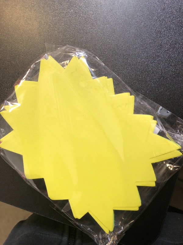 Photo 2 of  PCS Starburst Signs Fluorescent Neon Signs Blank Star Shape Retail Sale Tags Burst Paper Signs for Retail Store Party Favors,Garage Sale Sign 