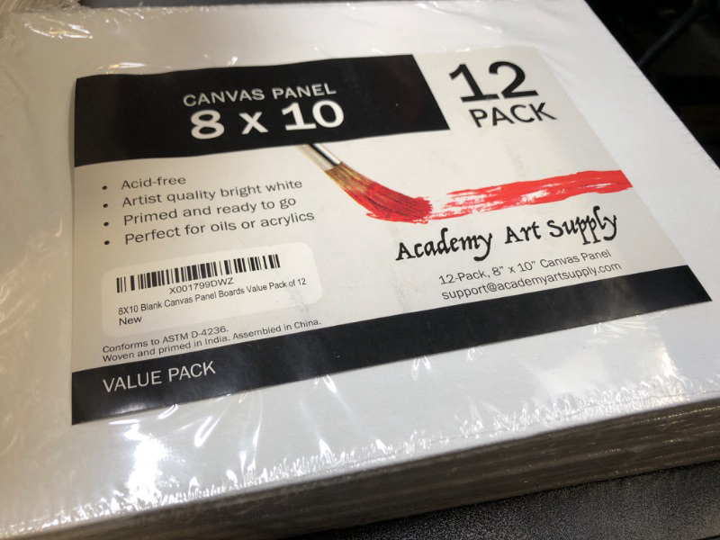 Photo 2 of Academy Art Supply Canvases Panels 8 x 10 inch - 100% Cotton Artist Blank Canvas Board for Painting, Pre-gessoed, Primed, Acid-Free Blank Canvas, Perfect for Acrylic and Oil Painting, Pack of 12

