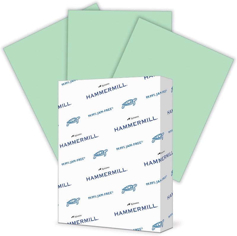 Photo 1 of Hammermill Colored Paper, 20 lb Green Printer Paper, 8.5 x 11-1 Ream (500 Sheets) - Made in the USA, Pastel Paper, 103366R
