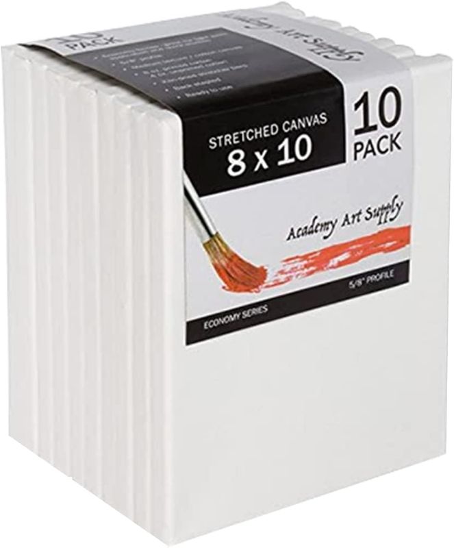Photo 1 of Academy Art Supply 8 x 10 Inch Stretched Canvas Value Pack of 10
