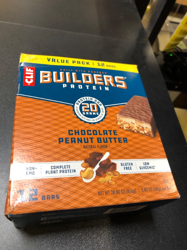 Photo 2 of CLIF BUILDERS - Protein Bars - Chocolate Peanut Butter - 20g Protein - Gluten Free (2.4 Ounce, 12 Count) BEST BY 2/9/2025