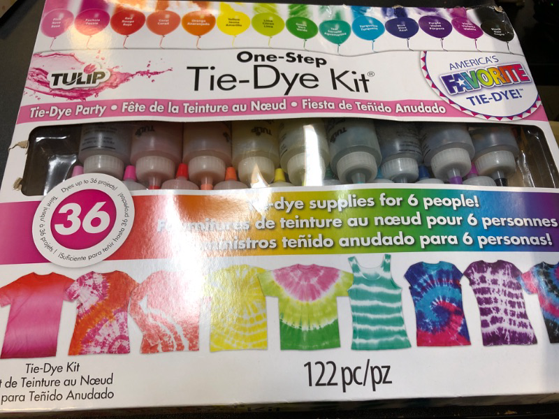 Photo 2 of Tulip One-Step Tie-Dye Kit Party Supplies, 18 Bottles Tie Dye, Rainbow, 1 Count (Pack of 1) 1 Count (Pack of 1) Rainbow