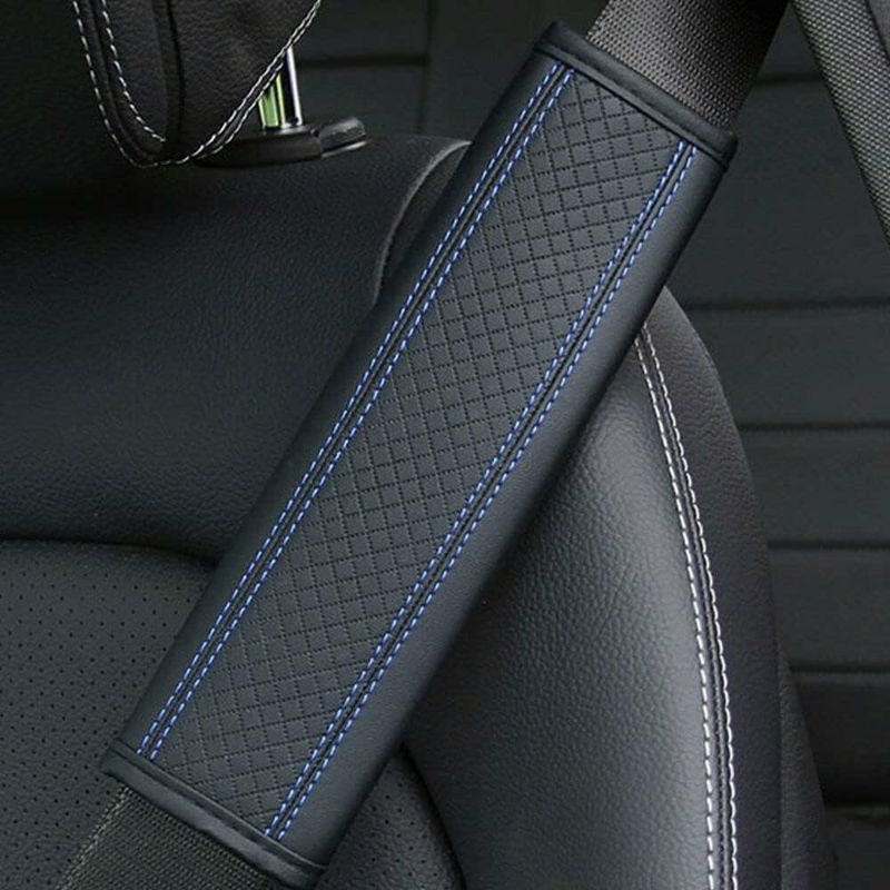 Photo 1 of BROGBUS Car Seat Belt Shoulder Pad Cover Car Safety Belt Pad (Black Blue Line, Pack of 02)

