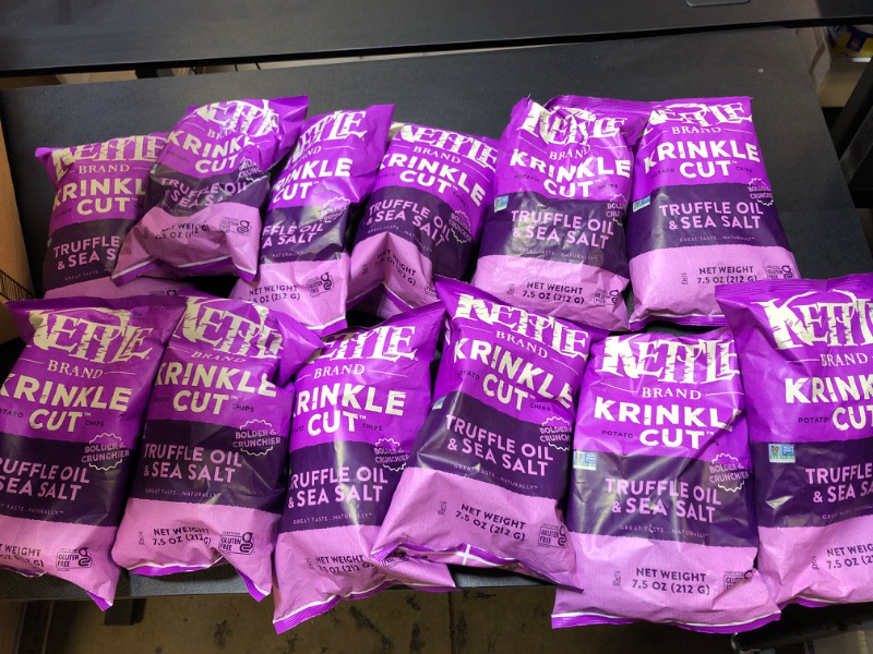 Photo 2 of Kettle Brand Potato Chips, Krinkle Cut Truffle and Sea Salt, 7.5 Oz Krinkle Cut Truffle Oil & Sea Salt 7.5 Ounce (Pack of 12) BEST BY 5/11/2024
