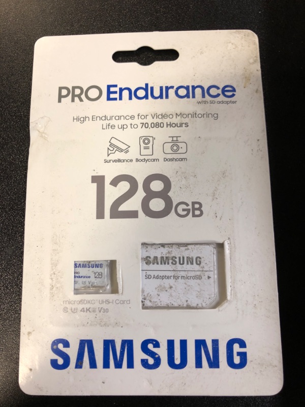 Photo 2 of SAMSUNG PRO Endurance 128GB MicroSDXC Memory Card with Adapter for Dash Cam, Body Cam, and security camera – Class 10, U3, V30 (?MB-MJ128KA/AM) New 128GB