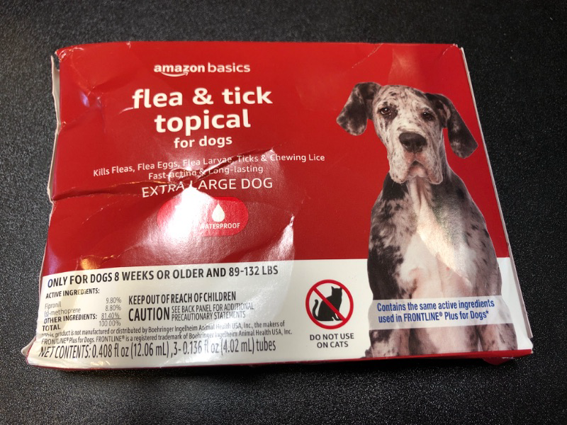 Photo 1 of Amazon Basics Flea and Tick Topical Treatment for X-Large Dogs (89-132 pounds), 3 Count (Previously Solimo)