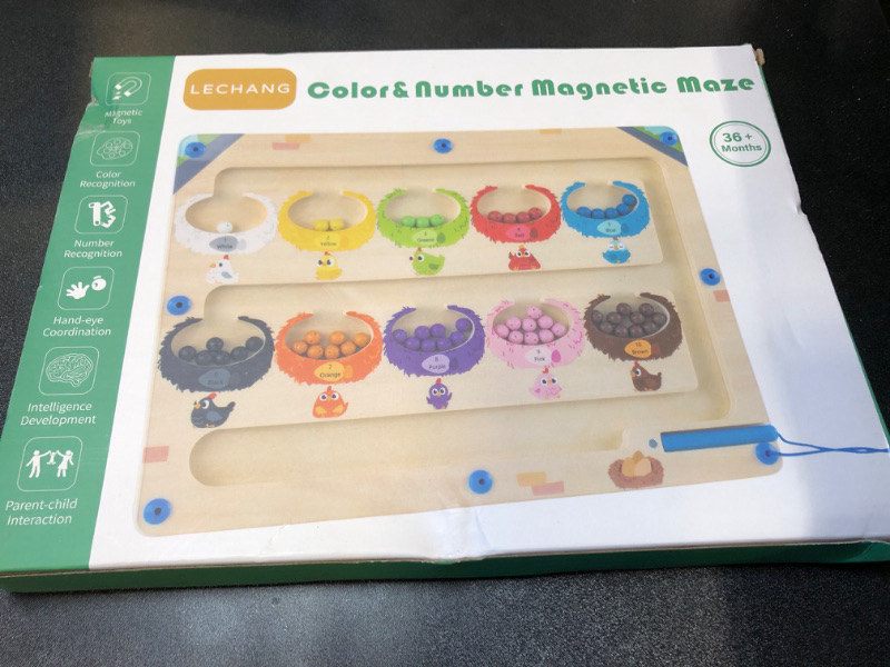Photo 1 of PLAYOUNG Magnetic Color and Number Maze - Montessori Wooden Color Matching Learning Counting Puzzle Board Toddler Fine Motor Skills Toys for Boys Girls 3 4 5 Years Old