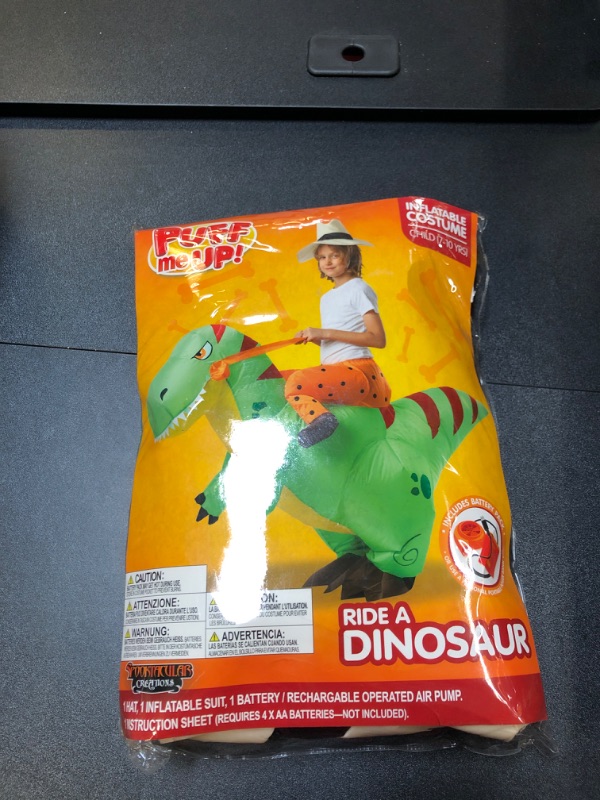 Photo 2 of spooktacular creations halloween inflatable costume ride a t-rex dinosaur air blow-up deluxe halloween costume - child (7-10 yrs) green