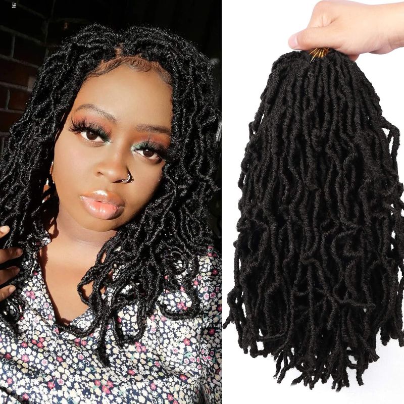 Photo 1 of 14 Inch New Faux Locs Crochet Hair 6 Packs Soft Locs Braiding Hair Pre-looped Natural Synthetic Hair Extened 18 Strands/Pack(14inch(6 packs), 2)
