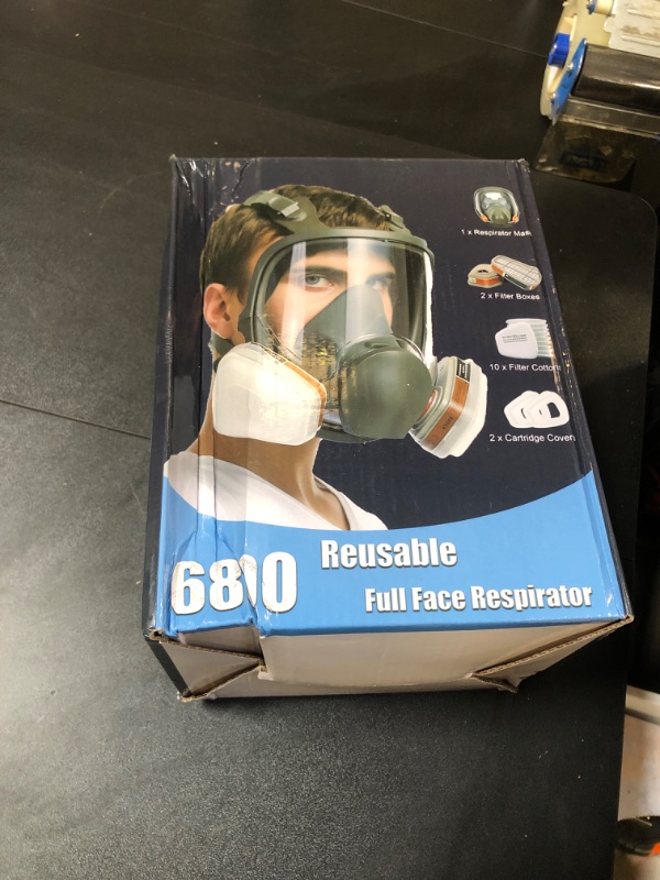 Photo 2 of Full Face Respirator Mask, 19 in 1 6800 Reusable Respirator Mask with Filters, Organic Vapor Respirator, Anti-fog, Ideal for Paint, Dust, Spraying, Chemicals, Formaldehyde, Polishing, Sanding&Cutting