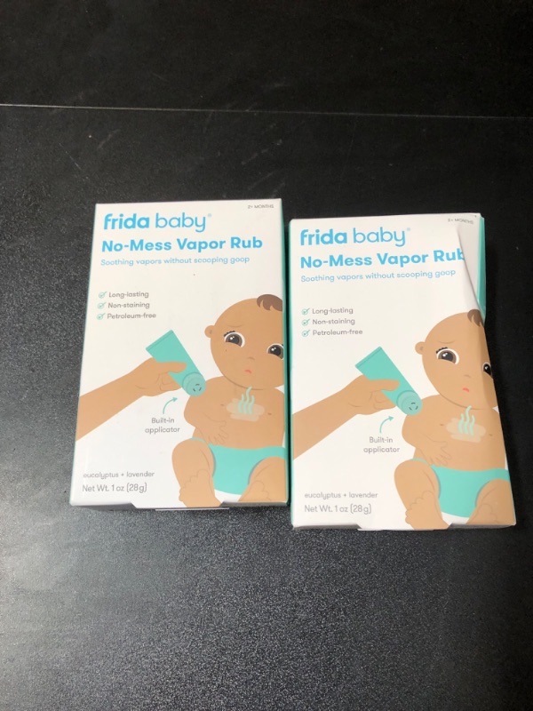 Photo 2 of Frida Baby No-Mess Vapor Rub, Baby Vapor Rub for Chest, Neck, Back + Foot,Non-staining, Petroleum-Free Hands-Free Applicator Tube, Soothing Eucalyptus & Lavender for Sleep 2 PACK 