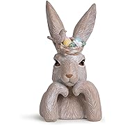 Photo 1 of Hodao Easter Bunny Home Decorations Spring Flower Bunny Figurines Decor for Easter Day Tabletopper Bunny Decorations for Easter Party Home Cute Rabbit Easter Day Gifts Decor(Nest-Brown)

