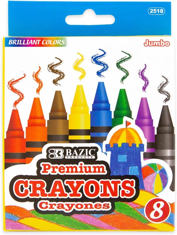 Photo 1 of BAZIC Crayons Jumbo 8 Color, Assorted Color Coloring Crayon Set, Non Toxic Drawing Crayons for School Art, Gift for Kids Artist 3 PACK 
